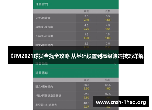 《FM2021球员查找全攻略 从基础设置到高级筛选技巧详解》