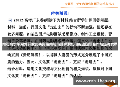 推动高水平对外开放的实用指南与策略探索如何促进国际合作与经济发展
